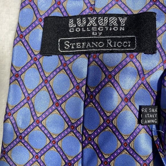 Stefano Ricci Luxury Collection Men's Silk Tie Light Blue Purple Easter Wedding - Picture 4 of 5